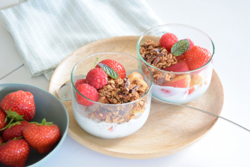 Summer fruit with XAVIES' granola and coconut milk